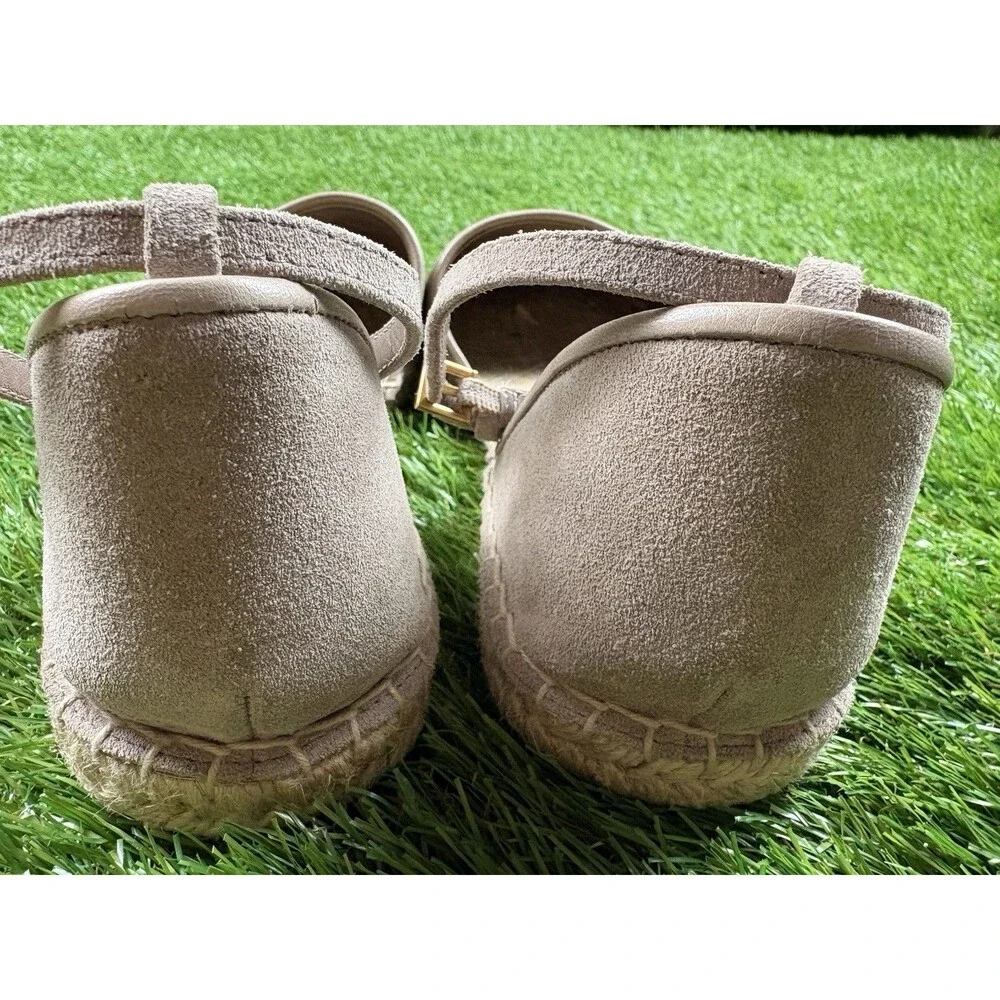 Tory Burch Eleanor Dorsay Logo Plaque Espadrilles Sz 7.5 Ankle Strap